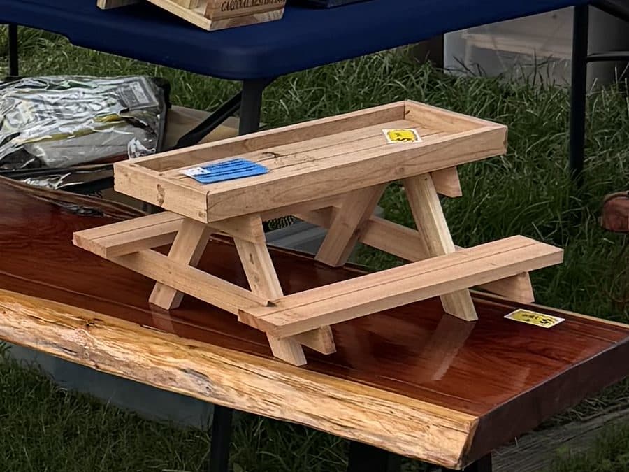Chick-nic table — a mini picnic table for the flock